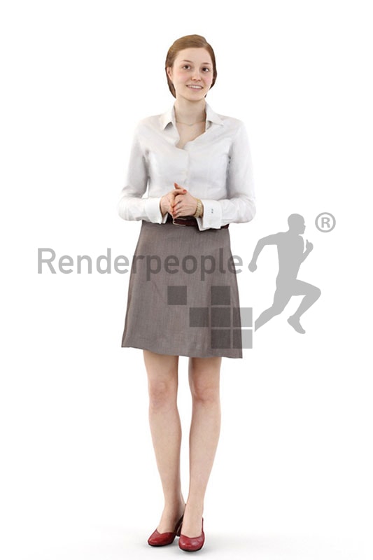 3d people business, white 3d woman standing