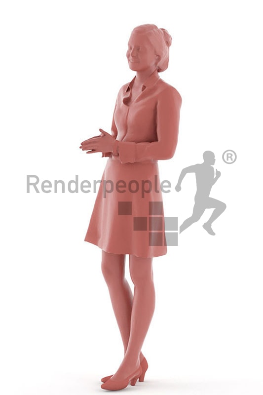 3d people business, white 3d woman standing