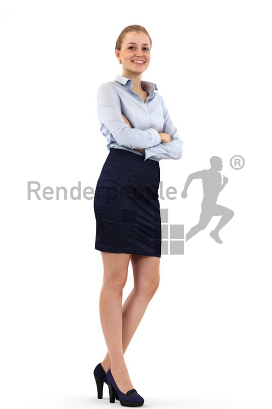 3d people business, white 3d woman with her arms folded and smiling