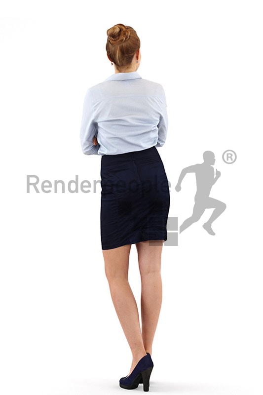 3d people business, white 3d woman with her arms folded and smiling