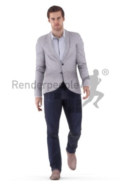 3d people businesss, white animated 3d man walking