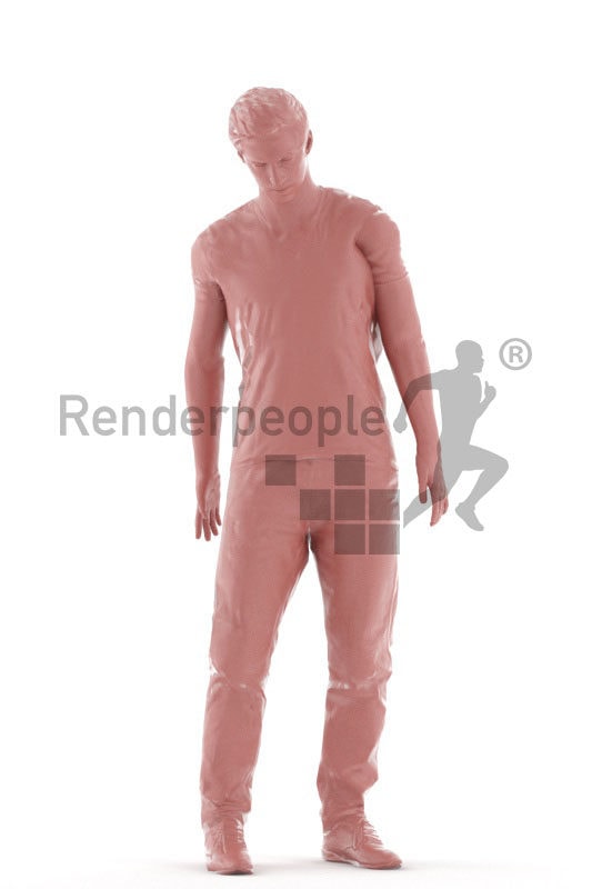 Animated 3D People model for 3ds Max and Maya – european male in daily dress, standing