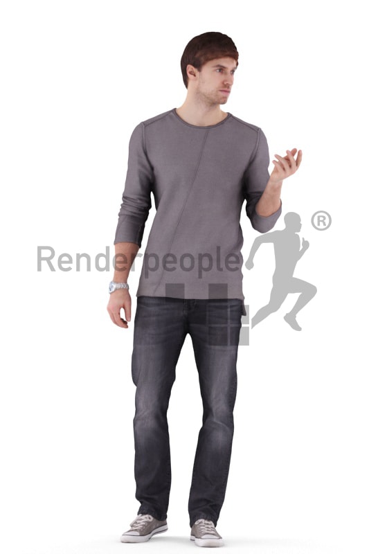3d people casual, white 3d man walking and talking