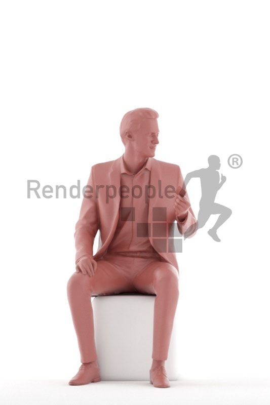 3d people business, white 3d man sitting paying with a credit card