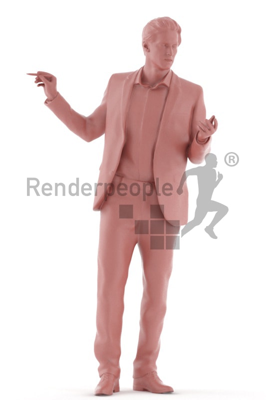 3d people business, white 3d man standing and writing on a board