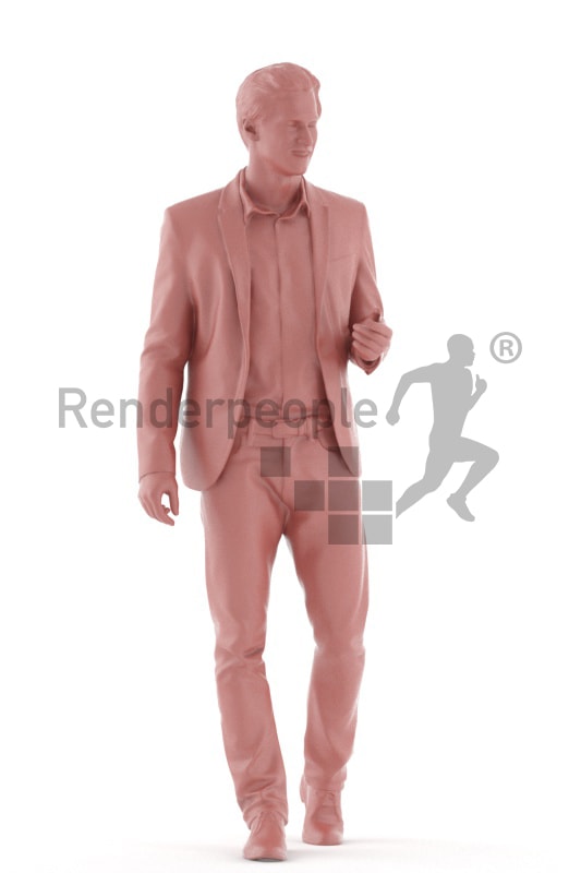 3d people business, white 3d man walking and talking