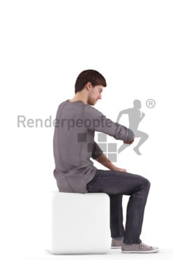 Posed 3D People model for renderings – european man casual look, checking the time