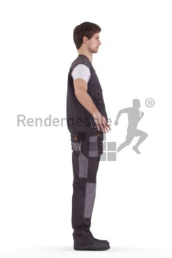 3d people worker, white rigged man in A Pose