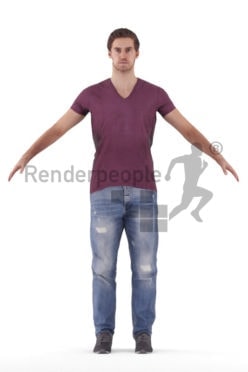 Rigged 3D People model for Maya and Cinema 4D –white man, casual look