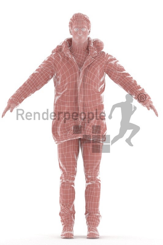 Rigged 3D People model for Maya and 3ds Max –european male, outdoor