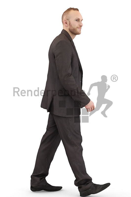 3d people business, white 3d man in suit walking