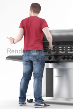3d peopale casual, white 3d man grilling with bbq tong
