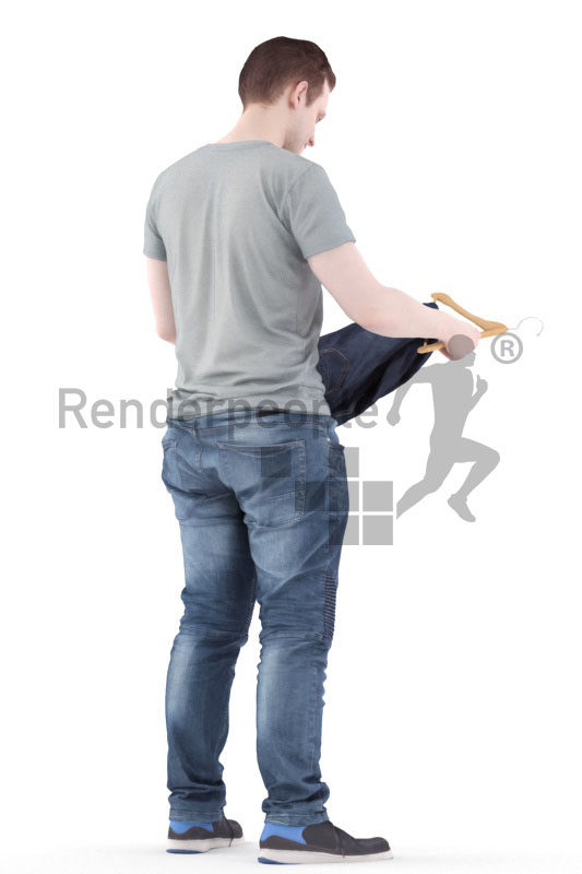 3d people casual, white 3d man standing and shopping clothes
