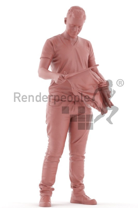 3d people casual, white 3d man standing and shopping clothes