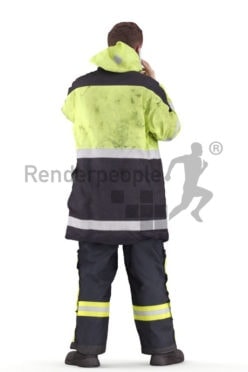 Scanned human 3D model by Renderpeople – fireworker, standing and calling