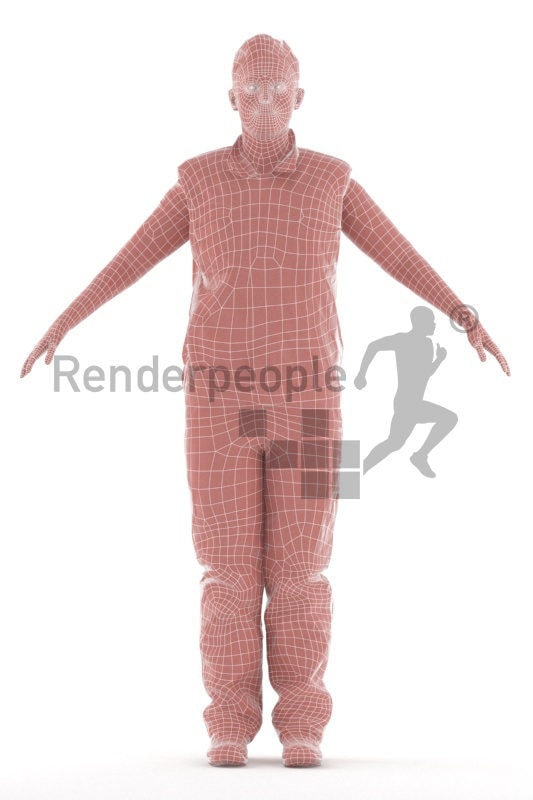 Rigged human 3D model by Renderpeople – european man in workwear