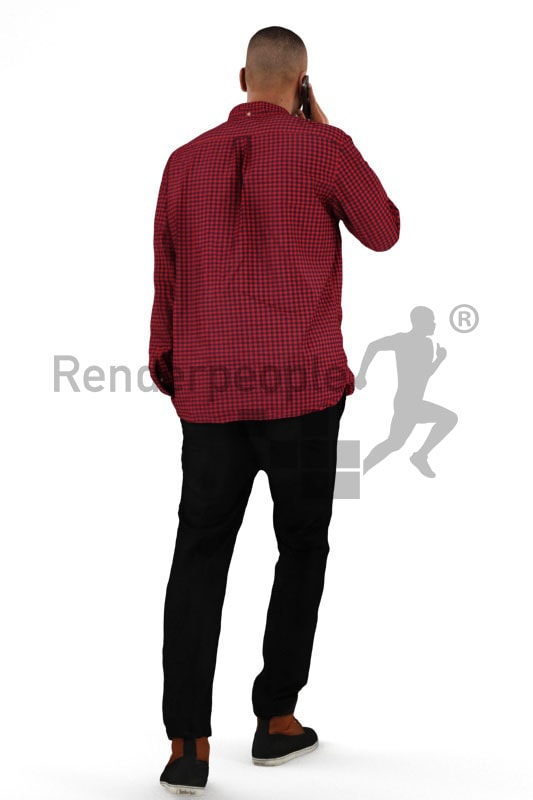 3d people casual, black 3d man walking and talking on the phone