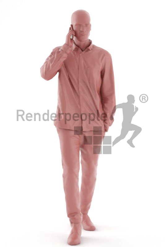 3d people casual, black 3d man walking and talking on the phone