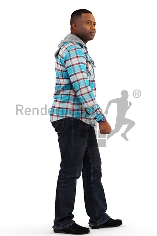 3d people casual, black 3d man standing
