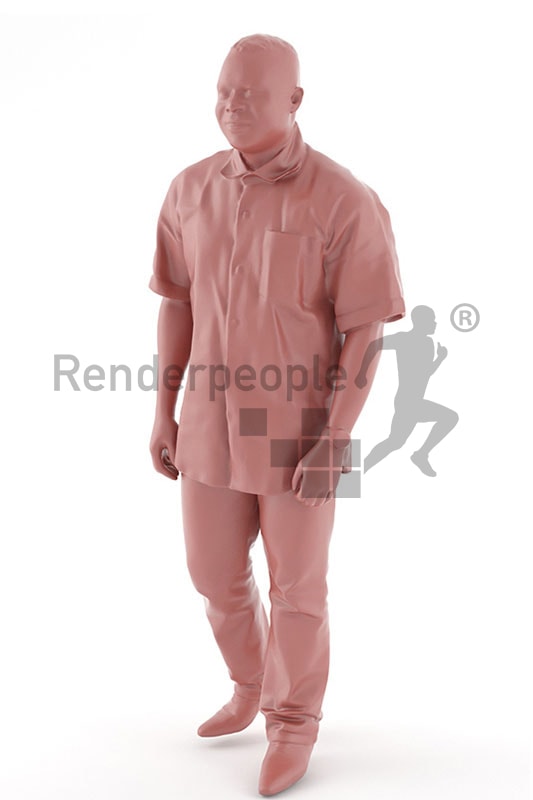 3d people casual, black 3d man with red shirt walking