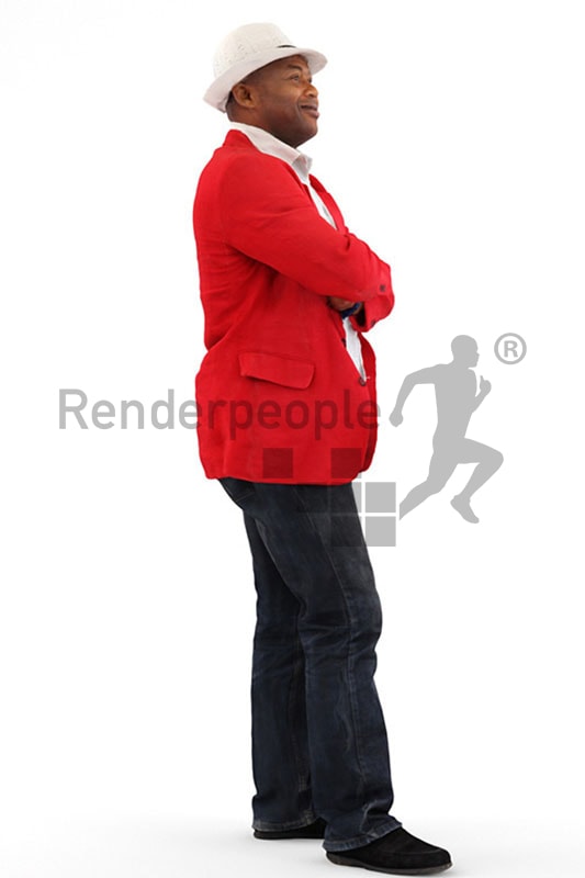 3d people casual, black 3d man standing and grinning