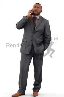 3d people business, black 3d man talking on the phone