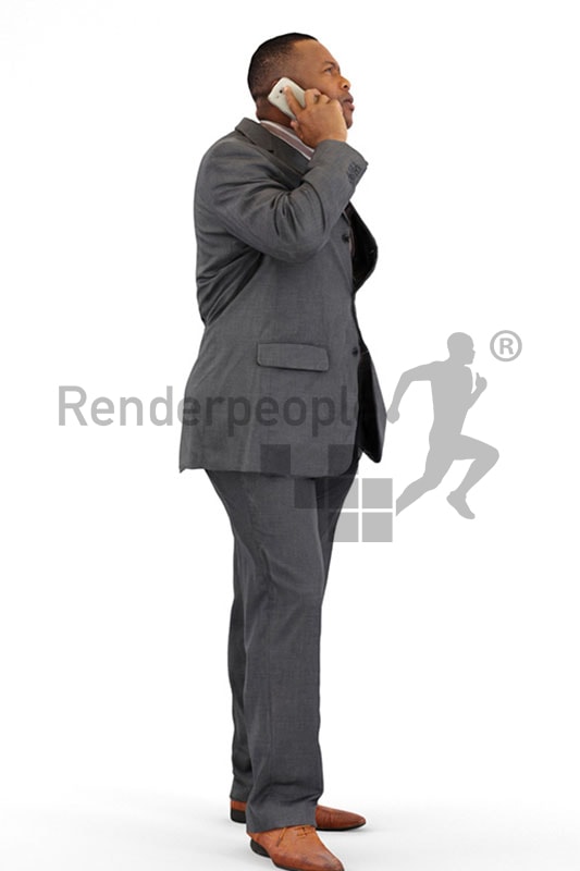 3d people business, black 3d man talking on the phone