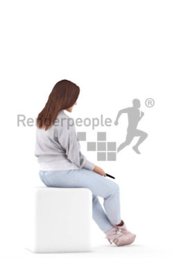 Photorealistic 3D People model by Renderpeople – sitting with remote control