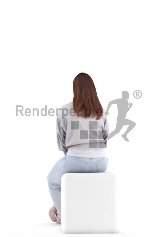 Photorealistic 3D People model by Renderpeople – sitting with remote control