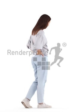 Photorealistic 3D People model by Renderpeople – white woman, casual look, walking