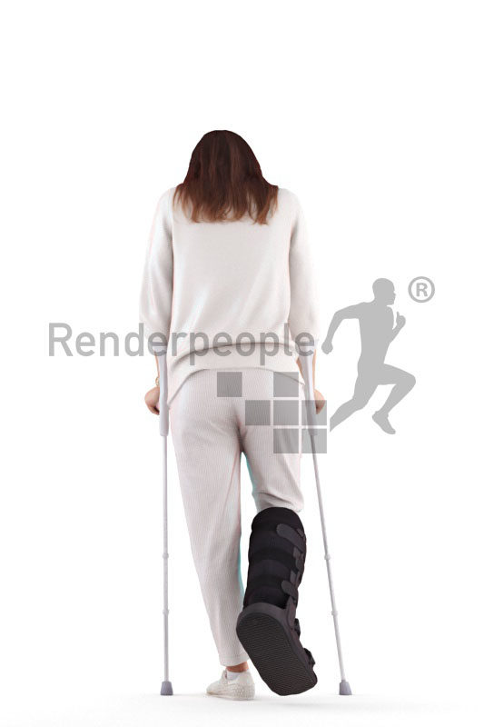 Posed 3D People model by Renderpeople – woman with a foot injury, medical healthcare