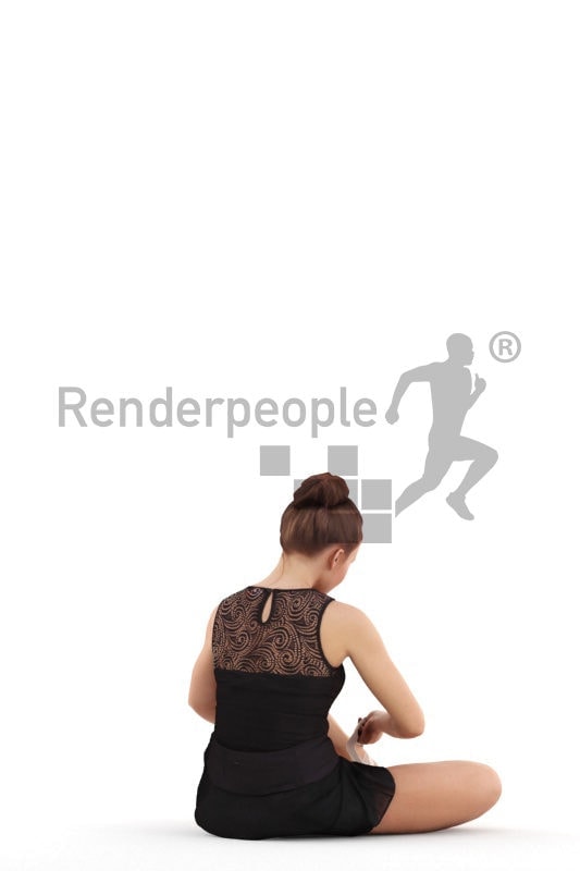 Scanned 3D People model for visualization – woman putting on her ballet slippers