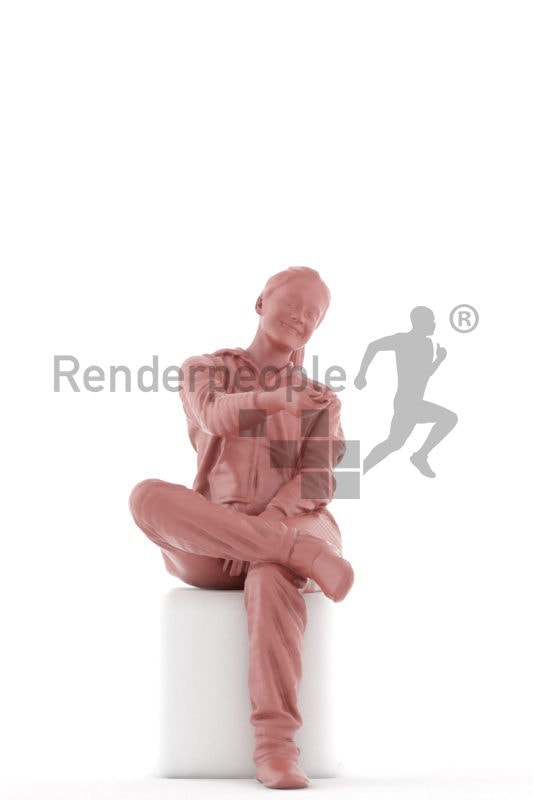 3D People model for 3ds Max and Sketch Up – girl in a onesie, with a remote control