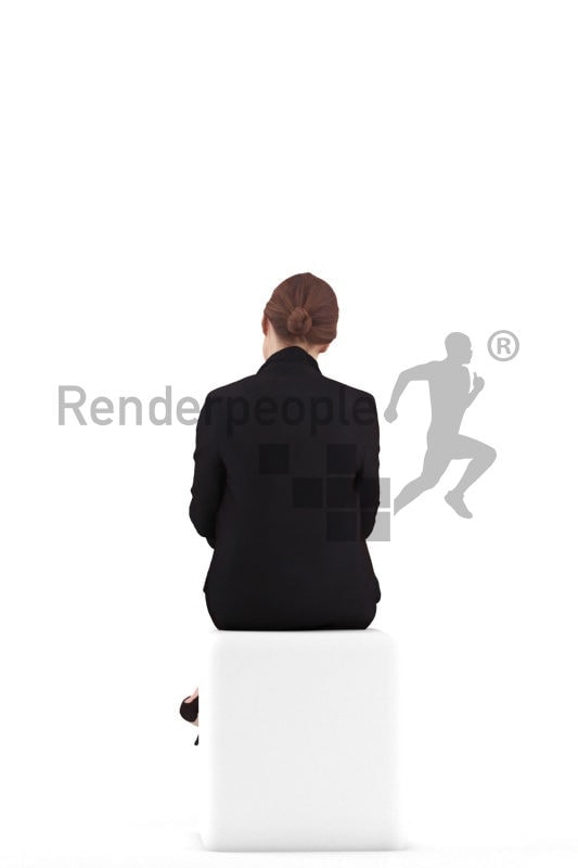 Scanned human 3D model by Renderpeople, sitting woman, business