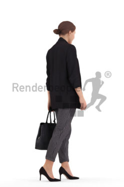 3D People model for 3ds Max and Sketch Up, white woman business, walking with bag