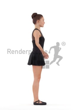 Rigged and retopologized 3D People model – european woman in ballet tricot