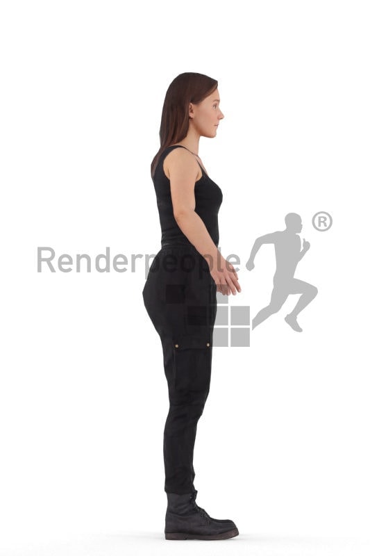 Rigged human 3D model by Renderpeople – european woman in sports wear