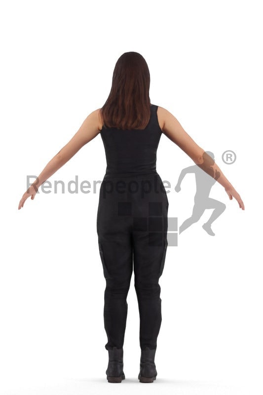 Rigged human 3D model by Renderpeople – european woman in sports wear