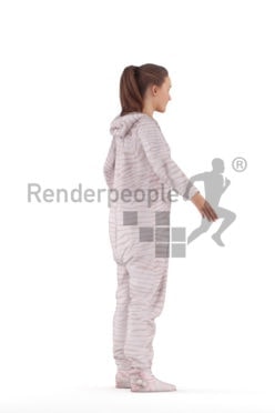 Rigged human 3D model by Renderpeople –white woman in sleeping overall