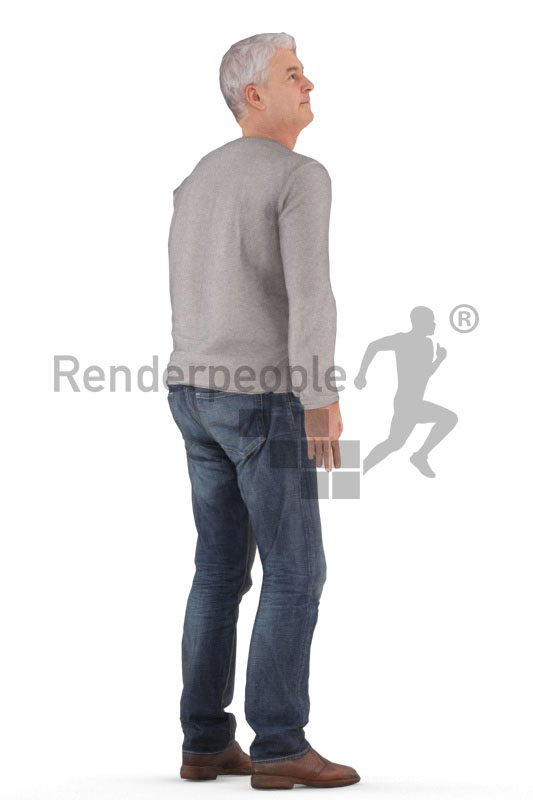 3D People model for animations – middleaged european male in casual look, standing