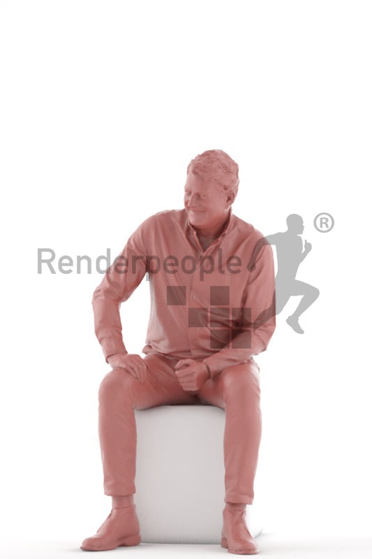 3d people business, best ager man sitting and smiling