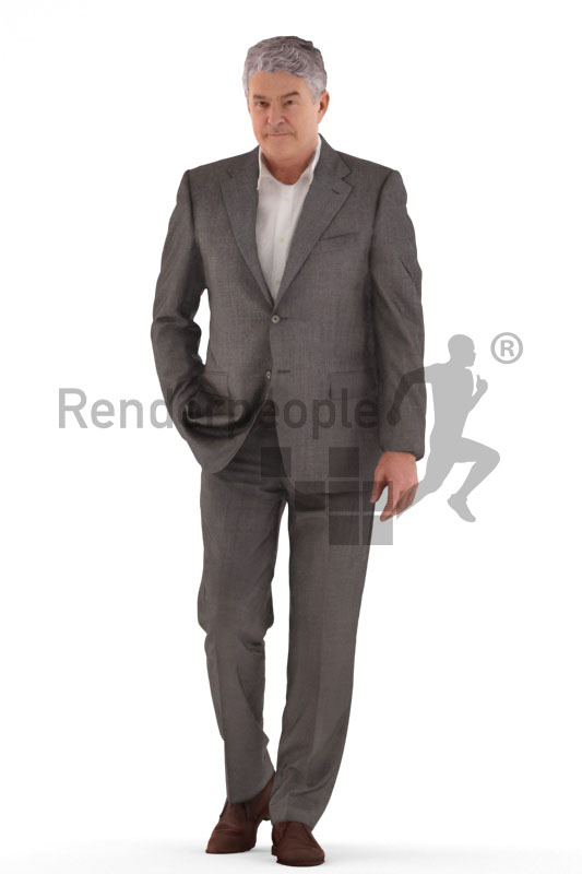 3d people business, best ager man walking