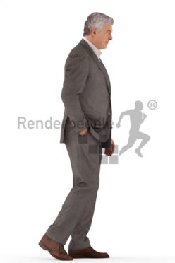 3d people business, best ager man walking