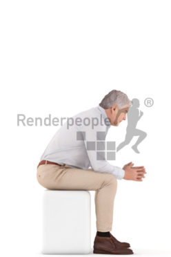 3d people business, best ager man sitting