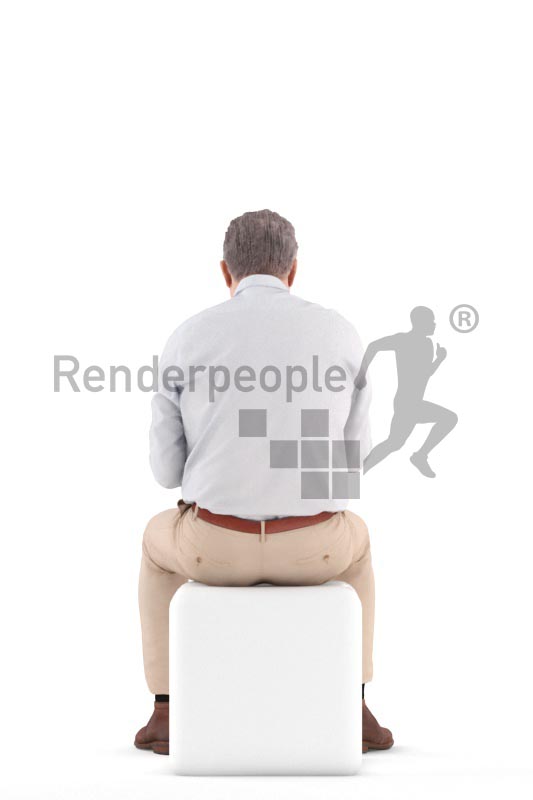 3d people business, best ager man sitting