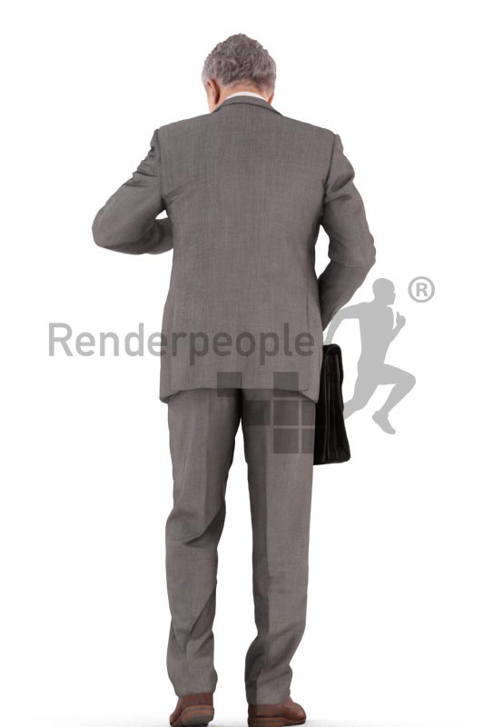 3d people business, best ager man standing looking at his watch
