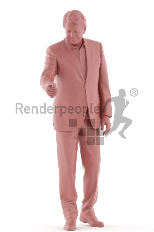 3d people business, best ager man standing and paying with his creditcard