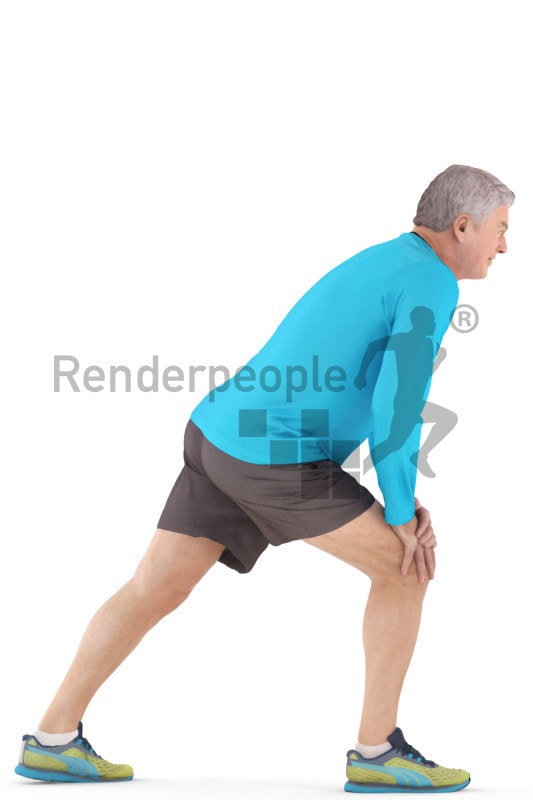 3d people sports, best ager man stretching