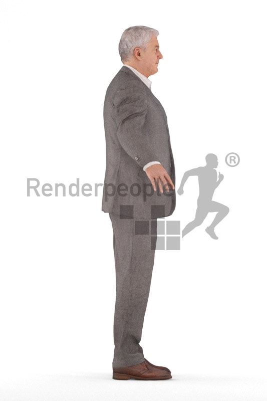 3d people business, rigged elderly man in A Pose