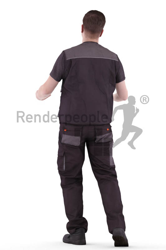 3d people worker, white 3d man transporting a package